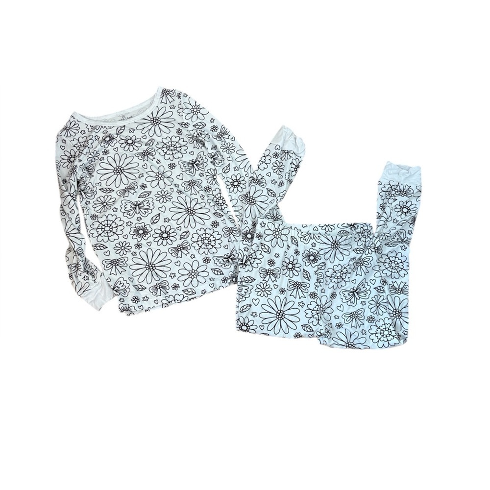 Caden Lane Color Me Pajama Two Piece Set in Floral Flutter Size 7/8 Bamboo